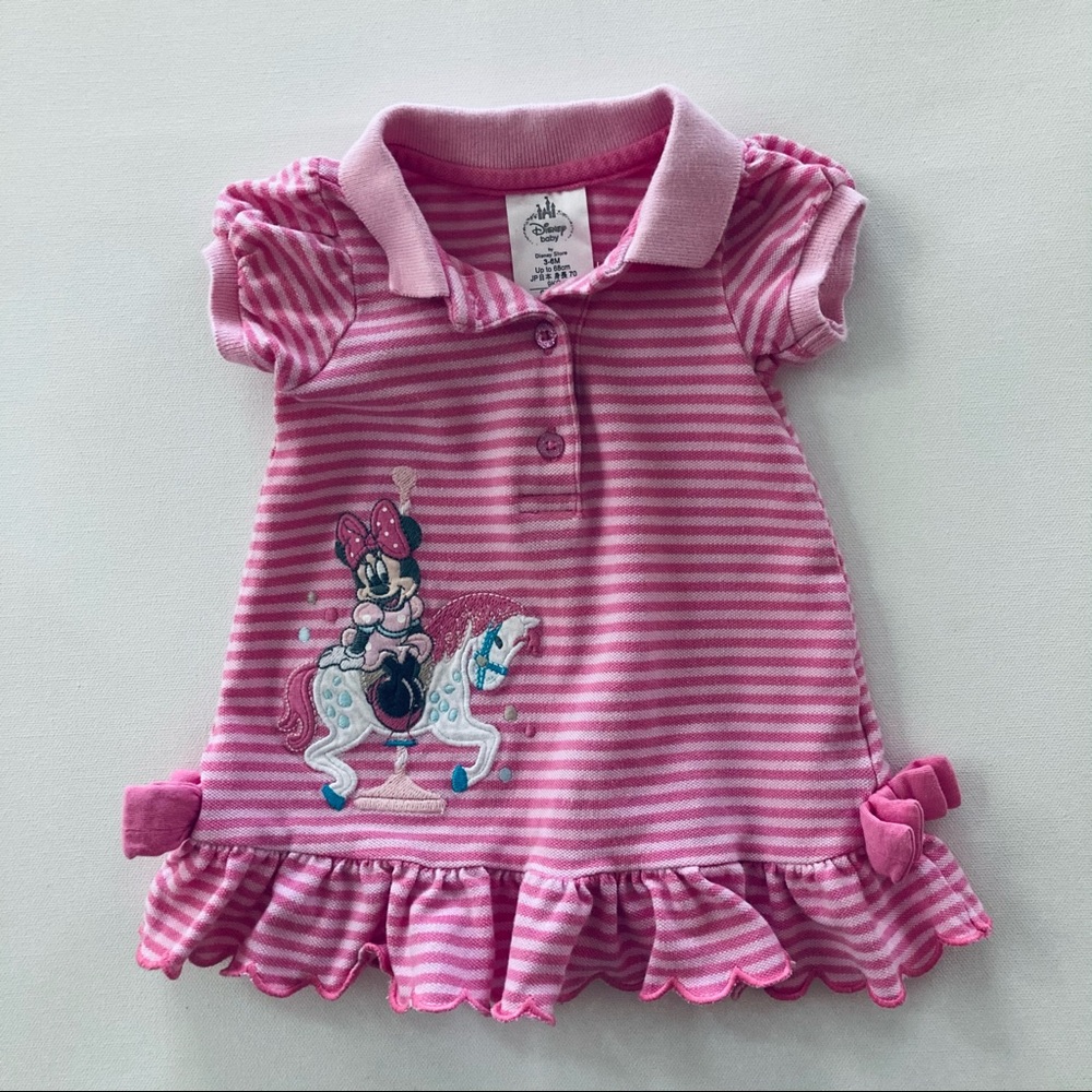 Disney Minnie Mouse 3-6 Months Baby Girl Dress Pink Organic Cotton Spring Summer